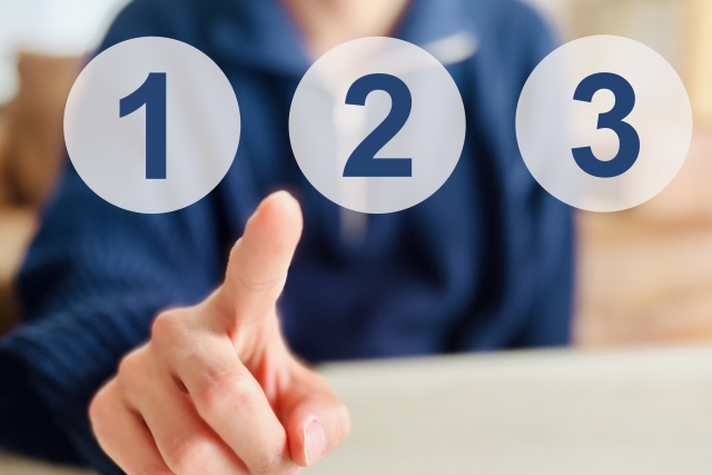 1,2,3の文字列を指す指