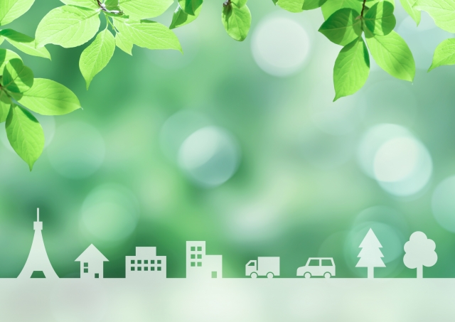 コミュニティのイメージ 建物や車のイラスト